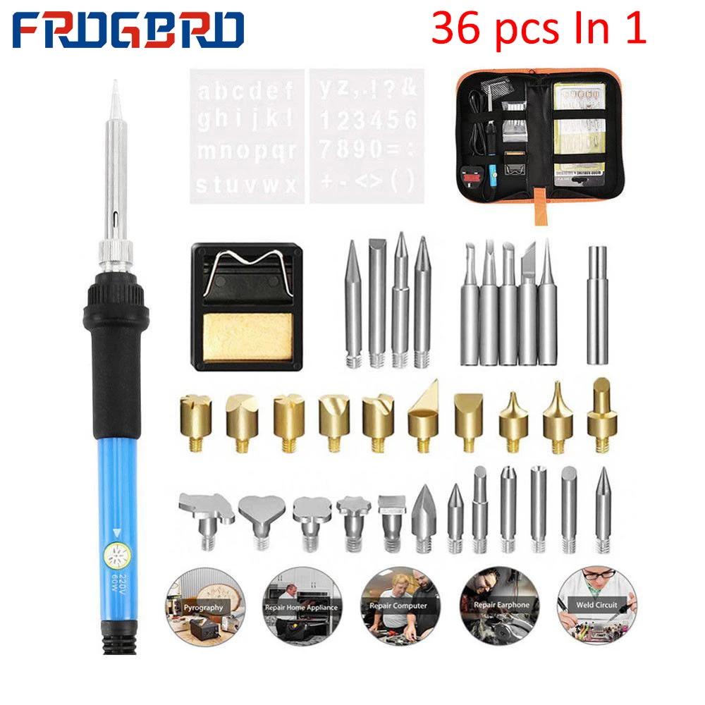 FROGBRO 60W Soldering Iron Pyrography Kit Temperature Welding Iron Heat Wood Burning Pen Soldering With Tool Carrying Case1
FROGBRO 60W Soldering Iron Pyrography Kit Temperature Welding Iron Heat Wood Burning Pen Soldering With Tool Carrying Case1