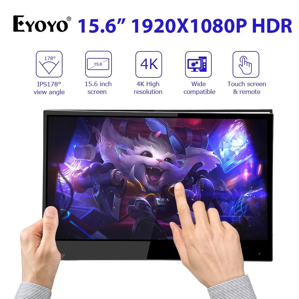 Eyoyo EM15C 15.6 Inch LCD Touch Screen 4K Portable Monitor UHD 3840X2160 IPS HDR Gaming Moniteur Display For Laptop PC with Case
Eyoyo EM15C 15.6 Inch LCD Touch Screen 4K Portable Monitor UHD 3840X2160 IPS HDR Gaming Moniteur Display For Laptop PC with Case