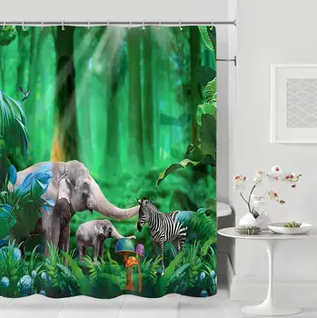 Modern Fashion Shower Curtain Forest animals Green Plant Waterproof Green Shower Curtain with Hooks Landscape Bathroom Decor
Modern Fashion Shower Curtain Forest animals Green Plant Waterproof Green Shower Curtain with Hooks Landscape Bathroom Decor