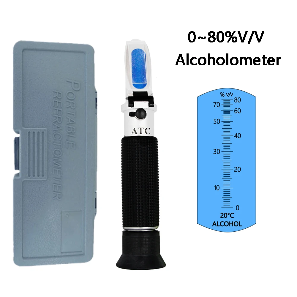 

Alcohol Refractometer 0-80%V/V Alcoholometer Alcohol Content Measure Concentration Detector Spirits Liquor Brewing Refractometer