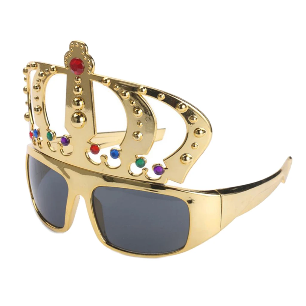 Novelty Girls Gold Queen Crown Shaped Sunglasses Funny Eye Glasses Cos
