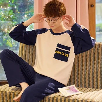 2020 Autumn Winter Men's Cotton Pajamas Set Letter Sleepwear Pajama Casual Sleep&Lounge Pyjamas Plus Size 3XL Pijama
2020 Autumn Winter Men's Cotton Pajamas Set Letter Sleepwear Pajama Casual Sleep&Lounge Pyjamas Plus Size 3XL Pijama