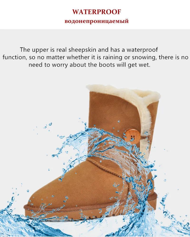 2020 Classic Australia women snow boots Real Sheepskin suede leather Mid-calf button wool fur lined Keep warm winter women shoes 2020 Classic Australia women snow boots Real Sheepskin suede leather Mid-calf button wool fur lined Keep warm winter women shoes