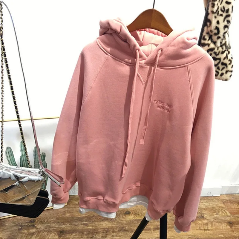 Letter Thickened Fake Two Pieces Women Oversize Hoodies Tops for Women 2020 Fall Winter Fashion Clothes Pullover Sweatshirts
Letter Thickened Fake Two Pieces Women Oversize Hoodies Tops for Women 2020 Fall Winter Fashion Clothes Pullover Sweatshirts