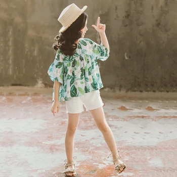 Children Clothes Summer Girl Shorts Set Chiffon Flare Sleeve Floral Tops+White Short Pants Two Piece Loose Casual Girls Outfits
Children Clothes Summer Girl Shorts Set Chiffon Flare Sleeve Floral Tops+White Short Pants Two Piece Loose Casual Girls Outfits