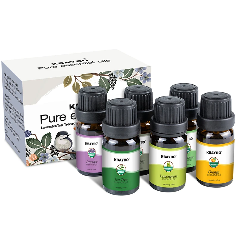 

6 Kinds Essential Oils Aromatherapy Oil for Aroma Diffuser Humidifier Fragrance of Lavender Tea Tree Rosemary Lemongrass Orange