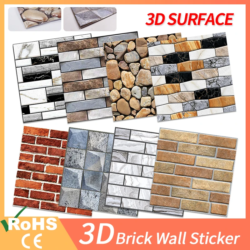 Фото 3D Wall paper Marble Brick Peel and Self-Adhesive Stickers Waterproof DIY Kitchen Bathroom Home Stick PVC Tiles Panel | Дом и сад