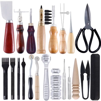 LMDZ Professional Leather Craft Tools Sewing Stitching Punch Carving Work Saddle Groover Set Leathercraft Accessories
LMDZ Professional Leather Craft Tools Sewing Stitching Punch Carving Work Saddle Groover Set Leathercraft Accessories