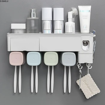 Automatic Toothbrush Holder Toothpaste Squeezer Dispenser With Cup Wall Mount Stand Storage Rack Bathroom Accessories Set 
Automatic Toothbrush Holder Toothpaste Squeezer Dispenser With Cup Wall Mount Stand Storage Rack Bathroom Accessories Set