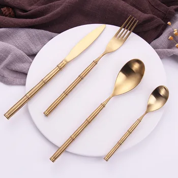 Titanium Bamboo Shape Dinner Knife and Fork Spoon Cutlery Set 4PCS Household Western Stainless Steel Tableware Dinnerware ZL389
Titanium Bamboo Shape Dinner Knife and Fork Spoon Cutlery Set 4PCS Household Western Stainless Steel Tableware Dinnerware ZL389