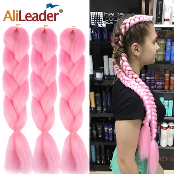 

Alileader Pink Ombre Jumbo Braiding Hair 24Inch 100G Synthetic Crochet Jumbo Braids Hairstyles Extensions Ombre Silky Smooth
