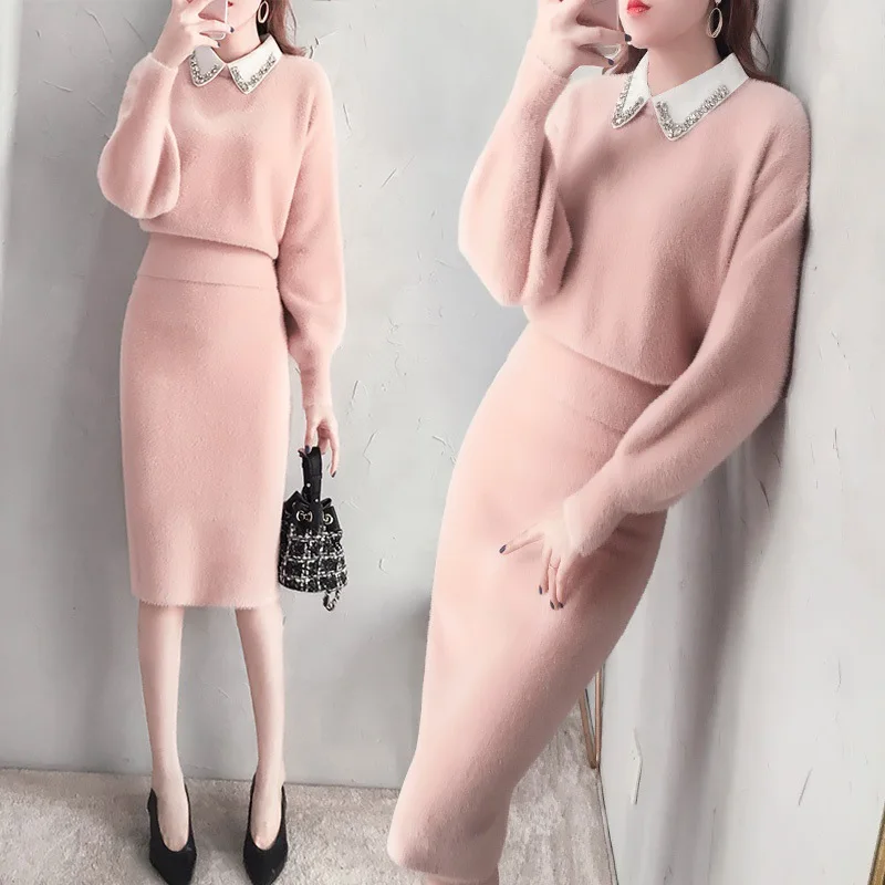 Western Style Goddess-Style Dress Outfit Winter Elegant Ladies' Debutante Graceful Faux Mink Cashmere Sweater Skirt Two-Piece Se
Western Style Goddess-Style Dress Outfit Winter Elegant Ladies' Debutante Graceful Faux Mink Cashmere Sweater Skirt Two-Piece Se