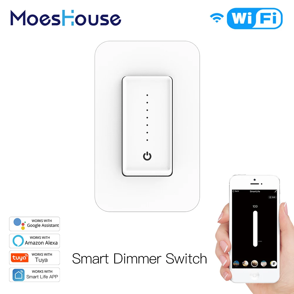 US WiFi Smart Light Dimmer Switch Smart Life/Tuya APP Compatible with Alexa Google Home for Voice Control,No Hub Required
US WiFi Smart Light Dimmer Switch Smart Life/Tuya APP Compatible with Alexa Google Home for Voice Control,No Hub Required
