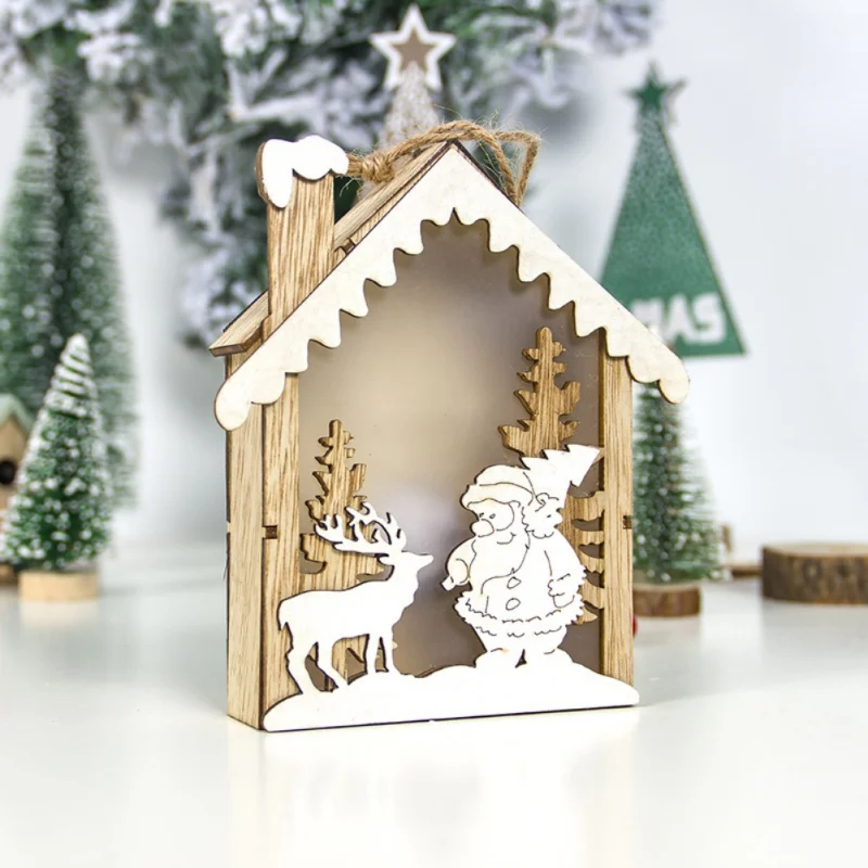 Christmas Wooden Embellishment Hut With Light Christmas Tree Hanging Ornaments Holiday Party Festive Xmas Gift 
Christmas Wooden Embellishment Hut With Light Christmas Tree Hanging Ornaments Holiday Party Festive Xmas Gift