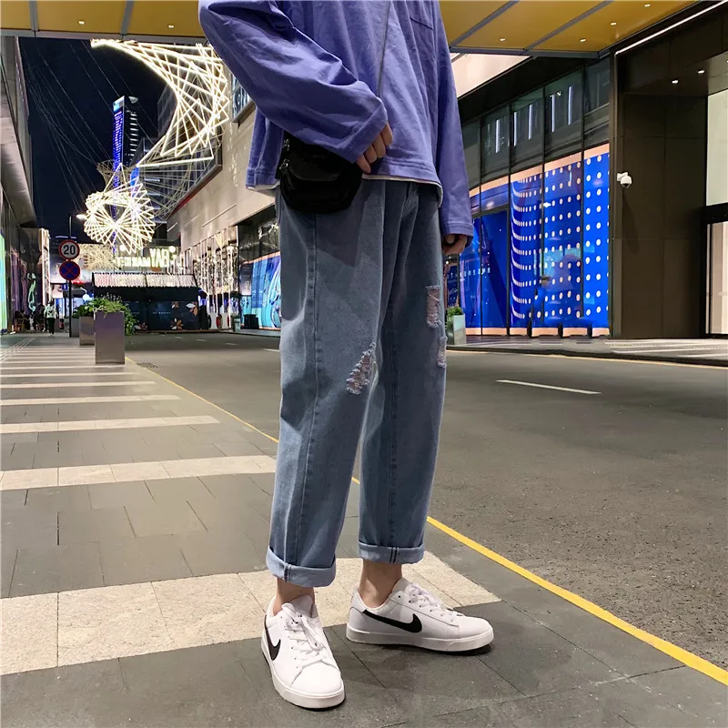 2020 Spring And Summer New Youth Popular Large Size Loose Solid Color Jeans Fashion Casual Holes Wild Straight Pants Blue M-5XL
2020 Spring And Summer New Youth Popular Large Size Loose Solid Color Jeans Fashion Casual Holes Wild Straight Pants Blue M-5XL
