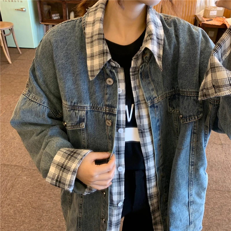 Plaid Cowboy Loose Coat Woman Bf Jackets Harajuku Denim Basic Bomber Jeans Female Chaqueta Mujer Oversize Streetwear Outerwear
Plaid Cowboy Loose Coat Woman Bf Jackets Harajuku Denim Basic Bomber Jeans Female Chaqueta Mujer Oversize Streetwear Outerwear