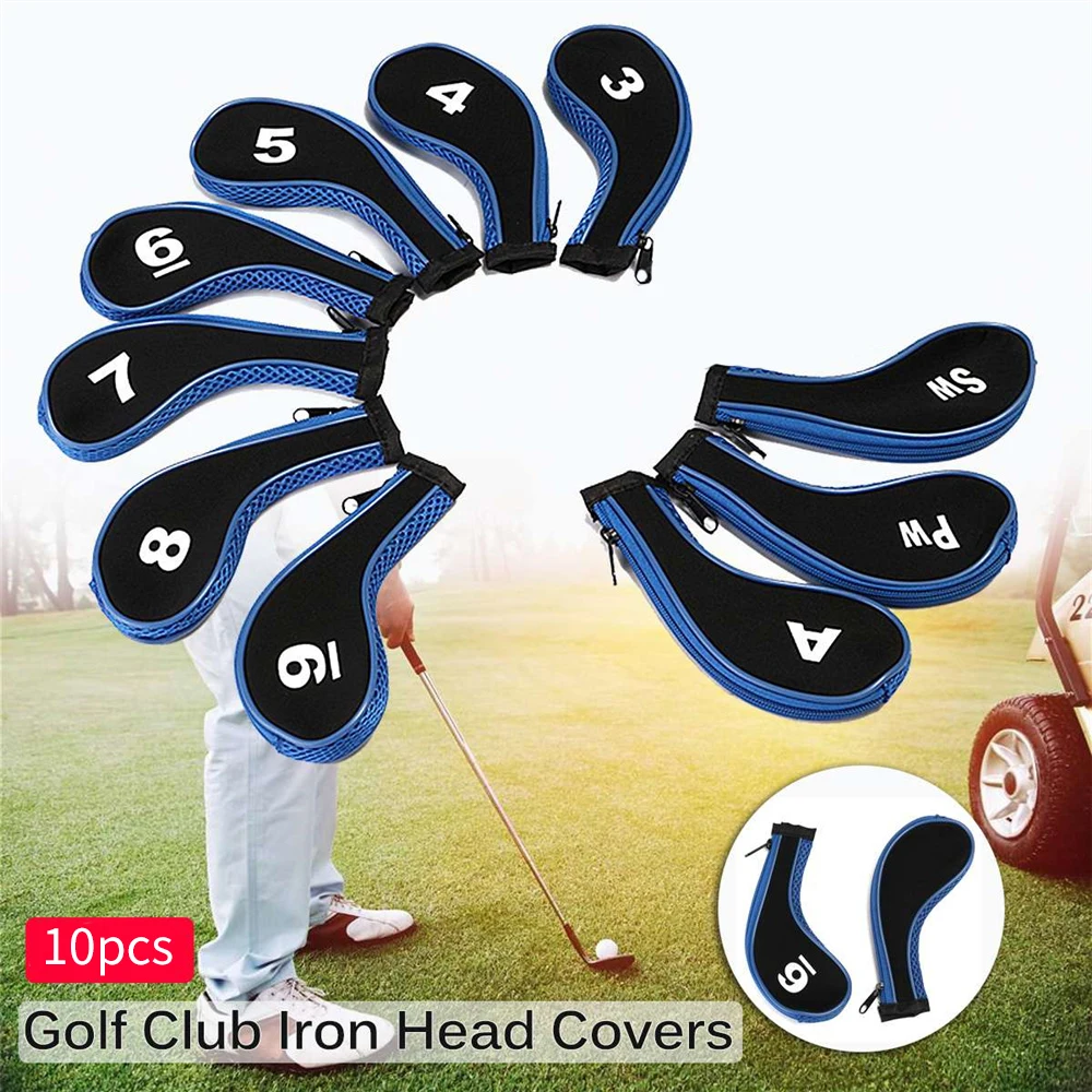 10pcs Neoprene Golf Club Headcovers For Sports Zipper Iron Head Covers Set 
10pcs Neoprene Golf Club Headcovers For Sports Zipper Iron Head Covers Set
