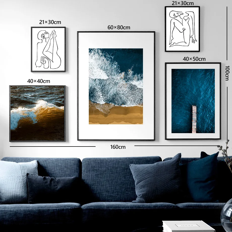 Waliicorners Nordic Posters Wall Art Canvas Sea Beach Farm Abstract Geometric Lines Wall Pictures Home Decor 12 Hdc8590d99b7841fdb4e2ceaa8512ab3cX