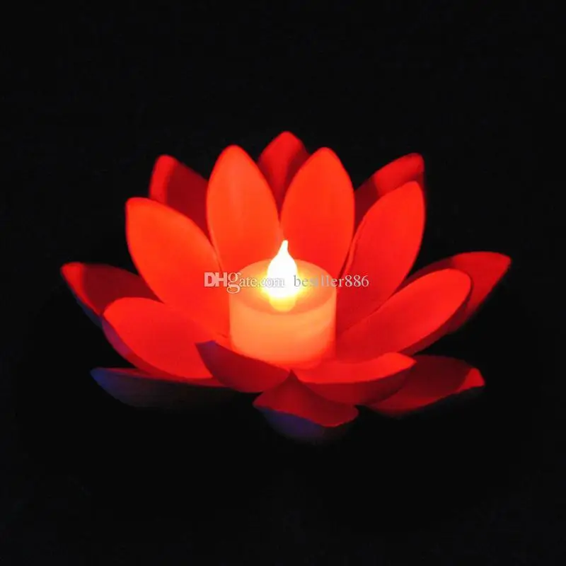 Artificial LED Floating Lotus Flower Candle Lamp With Colorful Changed Lights For Wedding Party Decorations Supplies