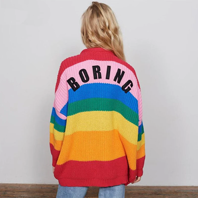 Artguy Autumn Harajuku Cardigan Women Striped Rainbow Sweater Coat Female Loose Sweaters Letter Embroidery Jumper Cardigans
Artguy Autumn Harajuku Cardigan Women Striped Rainbow Sweater Coat Female Loose Sweaters Letter Embroidery Jumper Cardigans