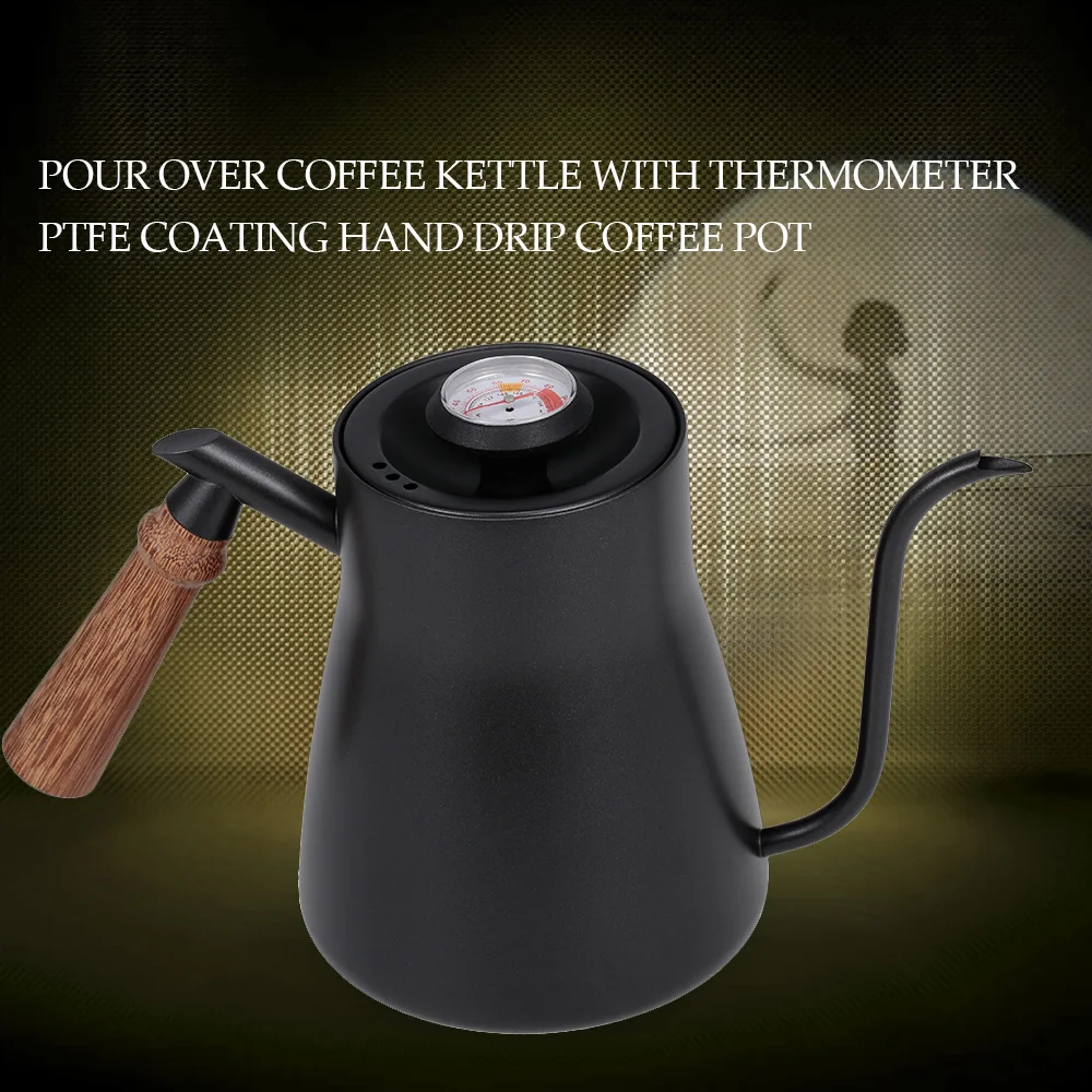 850ml Pour Over Coffee Kettle with Thermometer Wooden Handle Coffee Pot with Lid Drip Spout Long Mouth Coffee Kettle Teapot
850ml Pour Over Coffee Kettle with Thermometer Wooden Handle Coffee Pot with Lid Drip Spout Long Mouth Coffee Kettle Teapot