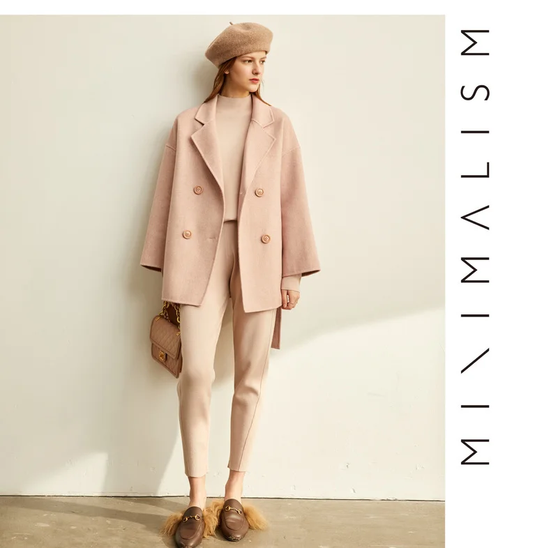 Amii minimalist Korean fashion knitting suit womens new half high neck sweater soft knit pant 11940516