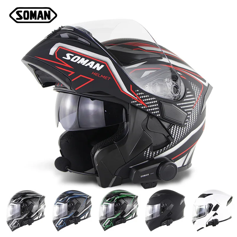 Soman955 Motorcycle Electric Vehicle Bluetooth Helmet Double Lens Cross Section Full Helmet 1000m Group Walkie Talkie Helmet
Soman955 Motorcycle Electric Vehicle Bluetooth Helmet Double Lens Cross Section Full Helmet 1000m Group Walkie Talkie Helmet