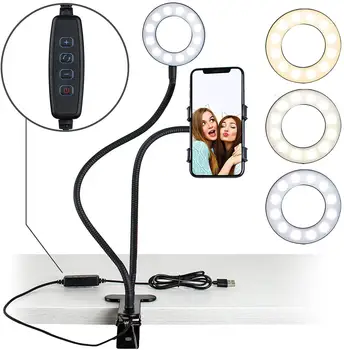 Selfie Ring Light 4'' Ring Light 360° Rotating with Cell Phone Holder Stand and Flexible Arms 3 Light Modes 10 Level Brightness
Selfie Ring Light 4'' Ring Light 360° Rotating with Cell Phone Holder Stand and Flexible Arms 3 Light Modes 10 Level Brightness