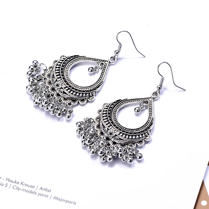 Vintage Drop Dangle Earrings for Women Fashion Jewelry boucle d’oreille Handmade Beads Hollow Ethnic Indian Earrings Brincos