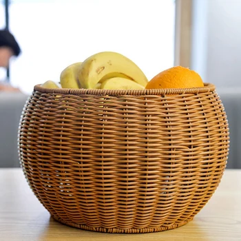 New Imitated Rattan Round Basket Home Desktop Fruit Basket Sundries Storage Basket, 2PCS
New Imitated Rattan Round Basket Home Desktop Fruit Basket Sundries Storage Basket, 2PCS