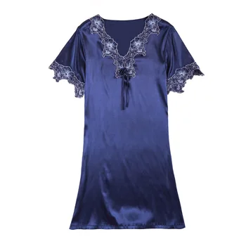 Women Lace Flower Satin Nightdress Short Sleeve Silk Bow Mini Dress Home Wear Sexy Robe Female Nightie Solid Color Sleepwear
Women Lace Flower Satin Nightdress Short Sleeve Silk Bow Mini Dress Home Wear Sexy Robe Female Nightie Solid Color Sleepwear