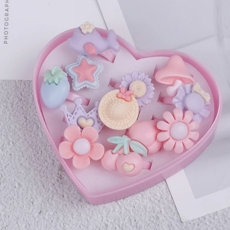 12Pcs mix cartoon flower resin plastic baby kids girl children's rings with box
12Pcs mix cartoon flower resin plastic baby kids girl children's rings with box
