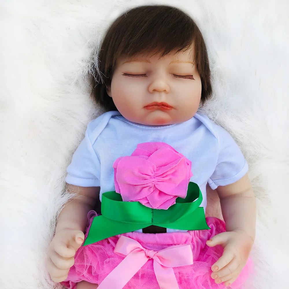 Фото 20" lifelike bebe reborn soft silicone doll 50cm sleeping newborn babies real children gift toys bonecas | Игрушки и хобби