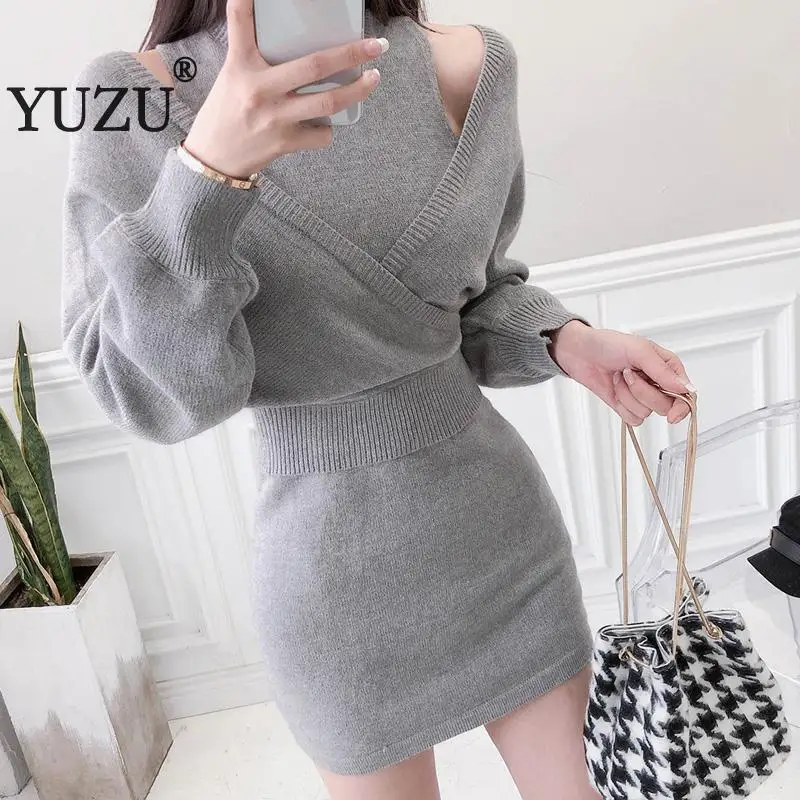 Women Sweater Dress 2 Piece Set Sexy Bodycon Gray Bat Long Sleeve Turtleneck Knitted Dresses Autumn Winter Korean Warm Clothes
Women Sweater Dress 2 Piece Set Sexy Bodycon Gray Bat Long Sleeve Turtleneck Knitted Dresses Autumn Winter Korean Warm Clothes
