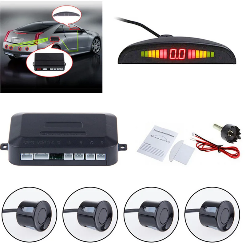 New Car Auto Reversing LED Parking With 4 Sensors Reverse Backup Car Audio Buzzer Alarm Monitor Detector System Display
New Car Auto Reversing LED Parking With 4 Sensors Reverse Backup Car Audio Buzzer Alarm Monitor Detector System Display