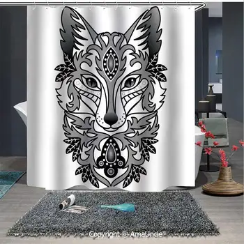 Printed Waterproof Durable Fabric Shower Curtain Set Ornamental Fox Face with Tree Leaves Oval Shapes Dots Floral Curves Art
Printed Waterproof Durable Fabric Shower Curtain Set Ornamental Fox Face with Tree Leaves Oval Shapes Dots Floral Curves Art