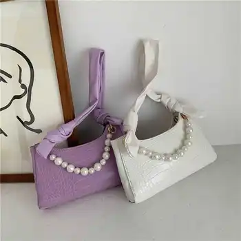 Brand Luxury Crocodile Pattern Pearl Shoulder Bags Trendy Ladies Armpit Bag Designer Purple Baguette Bags Women Leather Handbags
Brand Luxury Crocodile Pattern Pearl Shoulder Bags Trendy Ladies Armpit Bag Designer Purple Baguette Bags Women Leather Handbags
