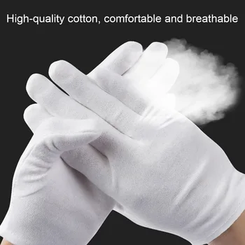 6 Pairs White Cotton Gloves Inspection Jewelry Lightweight Hight Quality Breathable Work Gloves For Men and Women 
6 Pairs White Cotton Gloves Inspection Jewelry Lightweight Hight Quality Breathable Work Gloves For Men and Women