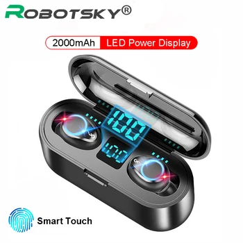 F9 Wireless Earphones 2000mAh Power Bank Bluetooth V5.0 LED Display Mini Headset Stereo Sound Headphone With Mic for IOS/Android
F9 Wireless Earphones 2000mAh Power Bank Bluetooth V5.0 LED Display Mini Headset Stereo Sound Headphone With Mic for IOS/Android