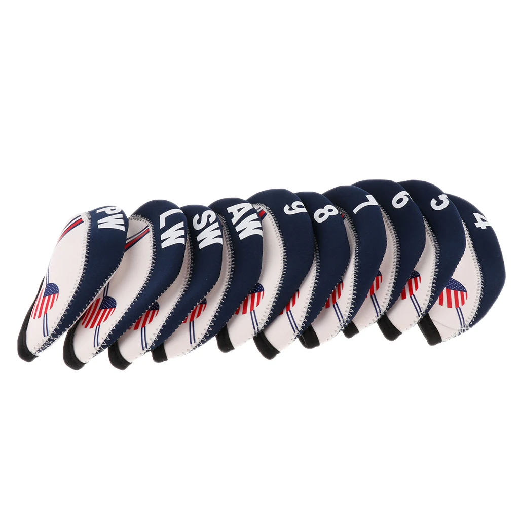 Set Of 10 USA Flag Neoprene Golf Club Head Cover Iron Protective Headcovers Set Of 10 USA Flag Neoprene Golf Club Head Cover Iron Protective Headcovers