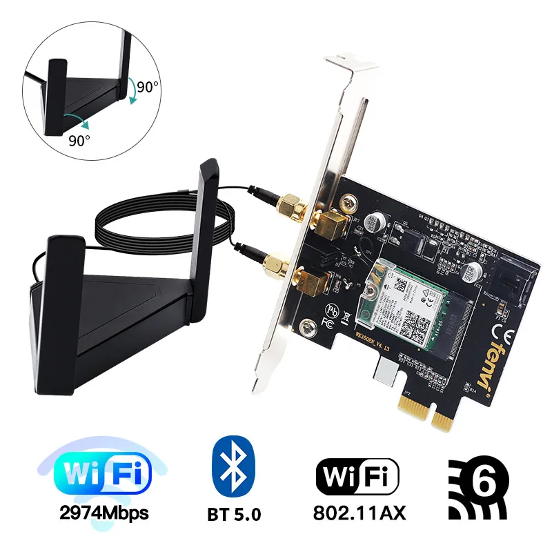 Dual Band 3000Mbps Wifi 6 PCIe Wireless Adapter Intel AX200 Bluetooth 5.0 Card 2.4G/5Ghz 802.11ac/ax For Desktop PC Network
Dual Band 3000Mbps Wifi 6 PCIe Wireless Adapter Intel AX200 Bluetooth 5.0 Card 2.4G/5Ghz 802.11ac/ax For Desktop PC Network