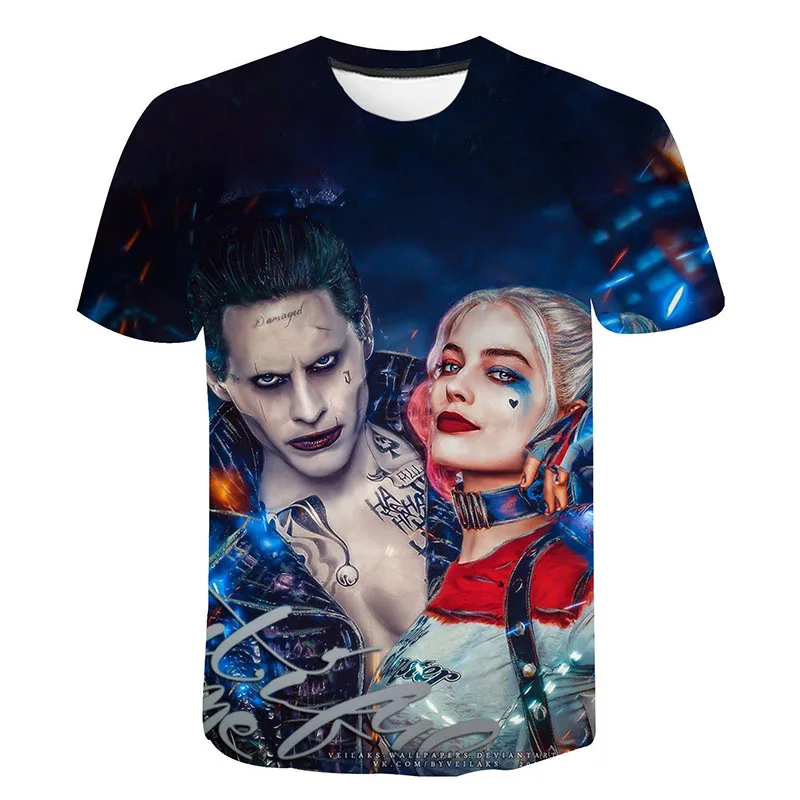 

Ainiel Birds of Prey T Shirt Suicide Squad 3D Print Clown Harley Quinn Tshirt Joker Summer T-Shirt Men Women Children Cool Tees