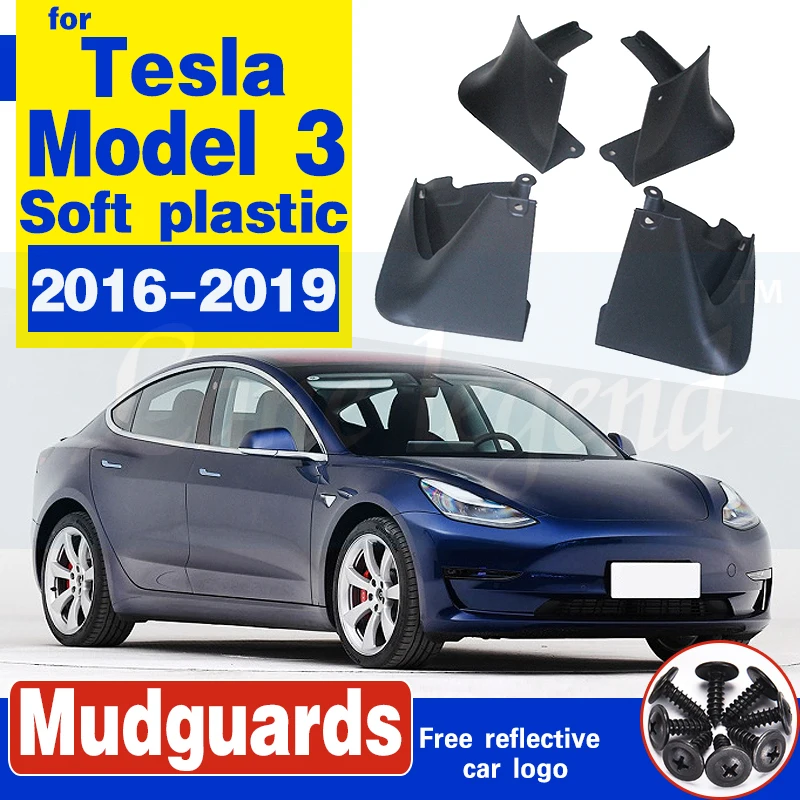 

4Pcs/Set Set Mud Flaps For Tesla Model 3 Model3 2016 2017 2018 2019 Mudflaps Splash Guards Mudguards Front Rear Sport