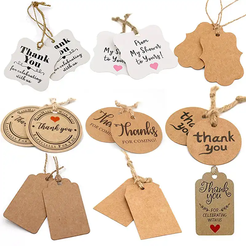 100pcs white brown thank you for celebrating with us gift t