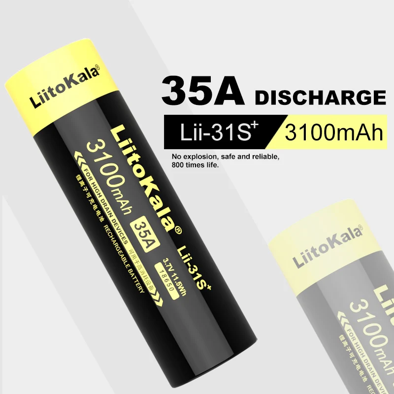 Фото Аккумулятор LiitoKala Lii-31S 18650 литий-ионный аккумулятор 3 7 в 3100ма 35 А для высокой
