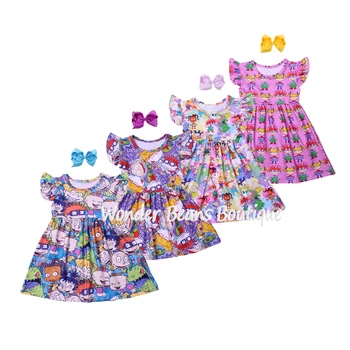 Boutique Cartoon Printed Milk Silk Girls Dress with Matching Bowknot Hair Clips Birthday Party Toddler Girl Summer Dress
Boutique Cartoon Printed Milk Silk Girls Dress with Matching Bowknot Hair Clips Birthday Party Toddler Girl Summer Dress