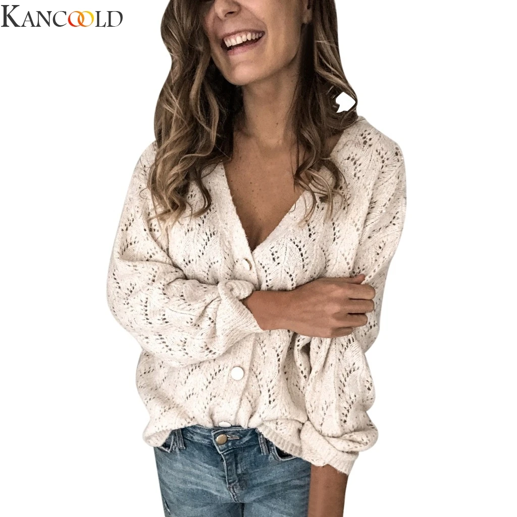 Фото Женская Тонкая ажурная рубашка KANCOOLD свободный трикотажный свитер большого