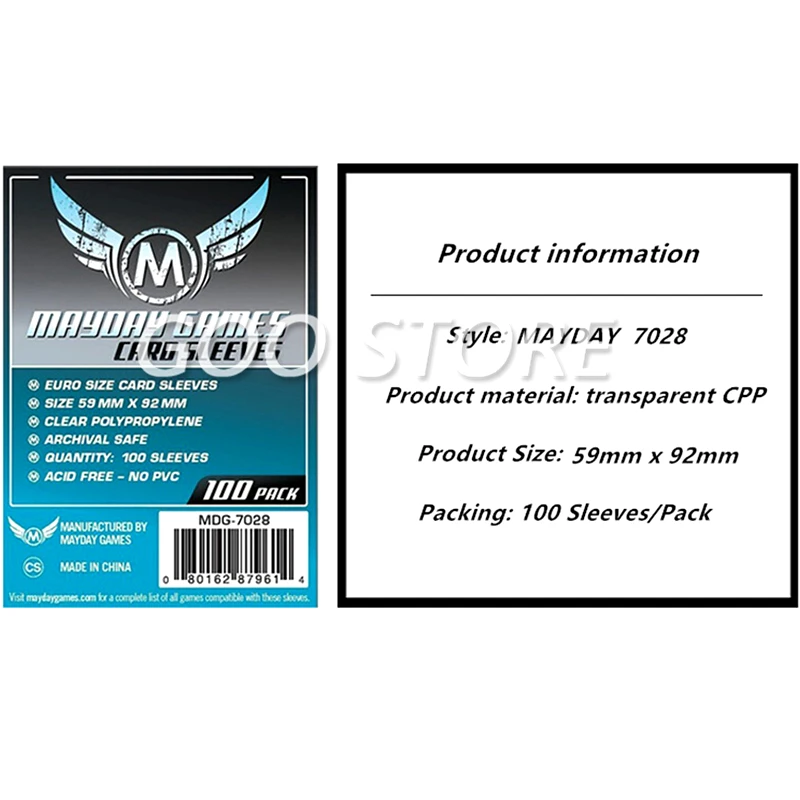 5 packs/lot MAYDAY Card Sleeve 7028 for 59*92mm cards protector clear pack case Board Games Sleeve
5 packs/lot MAYDAY Card Sleeve 7028 for 59*92mm cards protector clear pack case Board Games Sleeve