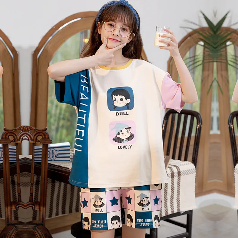 Big size M-2XL Women Pajamas Set Summer Short Sleeve Sleepwear Female 100% Cotton Pyjamas Home Clothing
Big size M-2XL Women Pajamas Set Summer Short Sleeve Sleepwear Female 100% Cotton Pyjamas Home Clothing