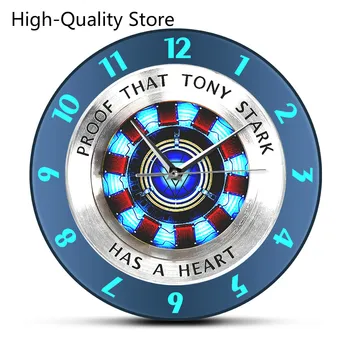 

High-Quality Tony Stark Has A Heart Arc Reactor Wall Clock Superhero Modern Hanging Wall Watch Movie Timepiece Home Decor Wall